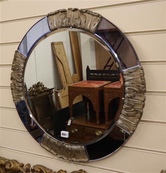 A circular Art Deco style circular wall mirror Diameter 60cm